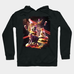 Galaxy Laser Cat On Burger - Space Cheeseburger Cats Hoodie